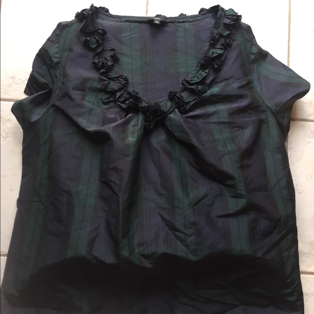 Blackwatch Plaid Original Talbots Ruffled Blouse